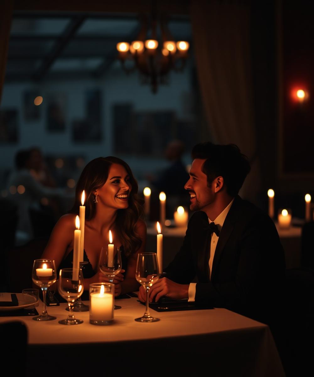 Guests dining by candlelight at LUMERA
